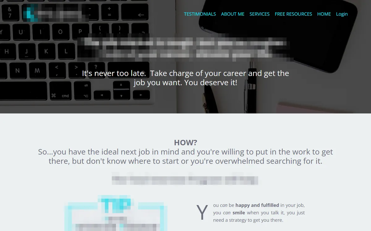Interview coaching page, anonymized