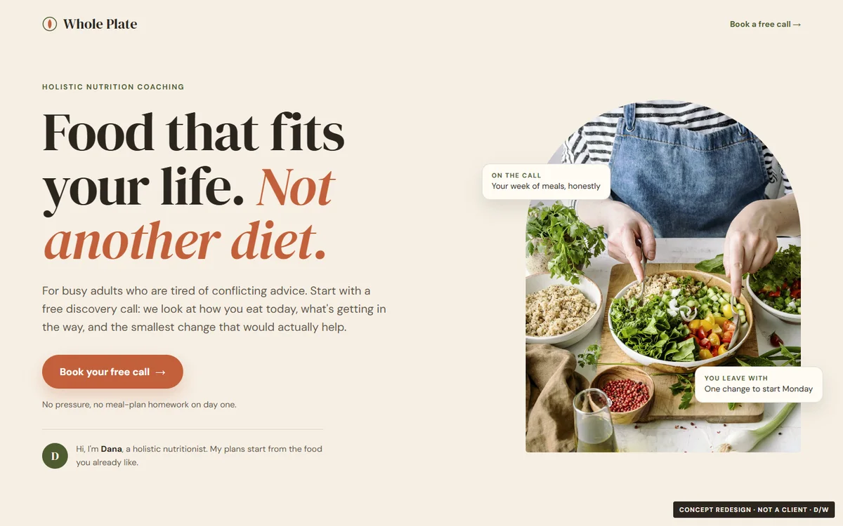 Nutrition coaching first screen redesigned